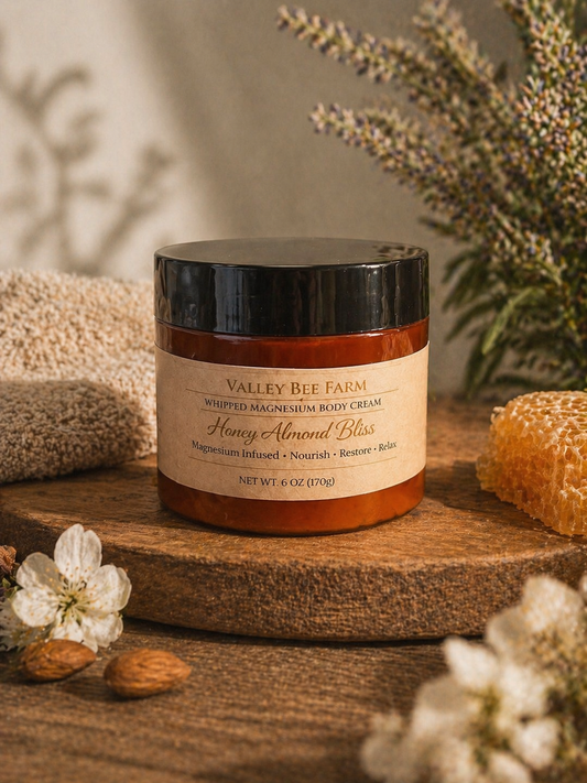 Magnesium Body Butter - A rich, whipped body butter infused with magnesium to deeply hydrate, soften skin, and promote relaxation—without a greasy feel.