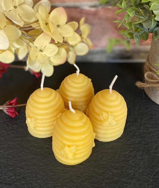 100% Pure Beeswax Skep Votive Candles (4pk)